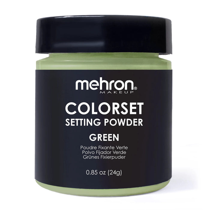 Mehron Colorset Setting Powder Green, färgat fixeringspuder 24 g