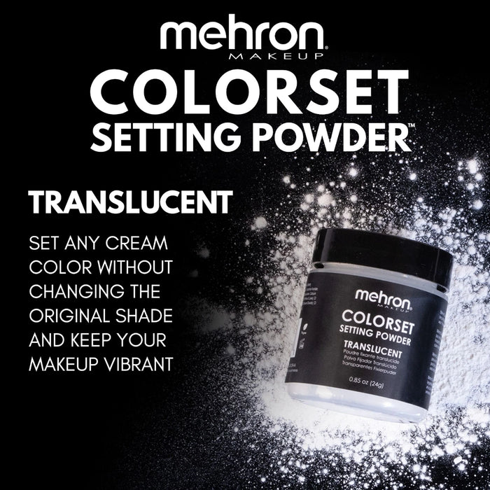 Mehron Colorset Setting Powder Translucent 24 g, fixerar krämsmink utan att ändra färgen