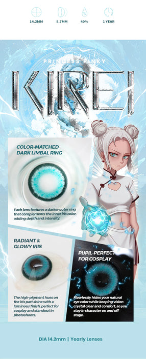 Princess Pinky KiRei Blue färgade linser, blå (1 par | Årslinser)