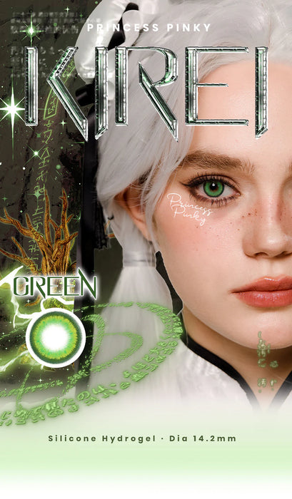Princess Pinky KiRei Green färgade linser, grön (1 par | Årslinser)