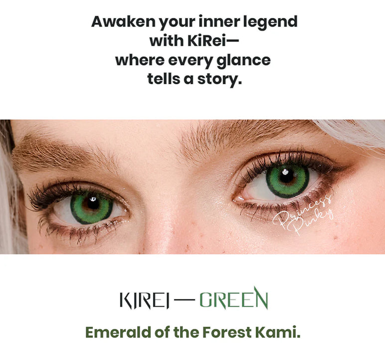 Princess Pinky KiRei Green färgade linser, grön (1 par | Årslinser)