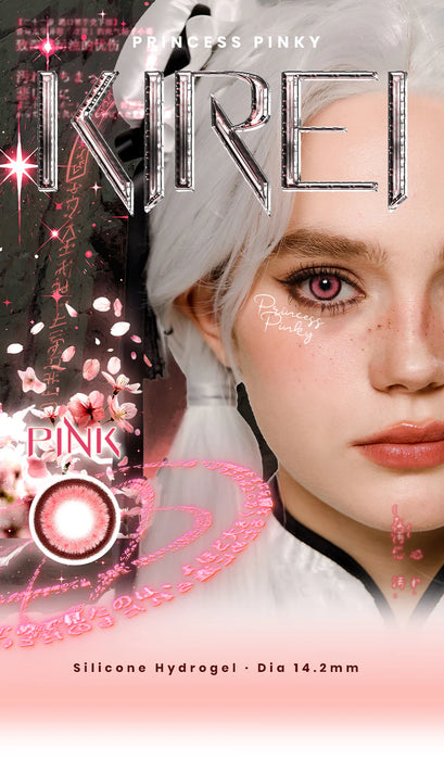 Princess Pinky KiRei Pink, färgade linser, rosa  (1 par | Årslinser)