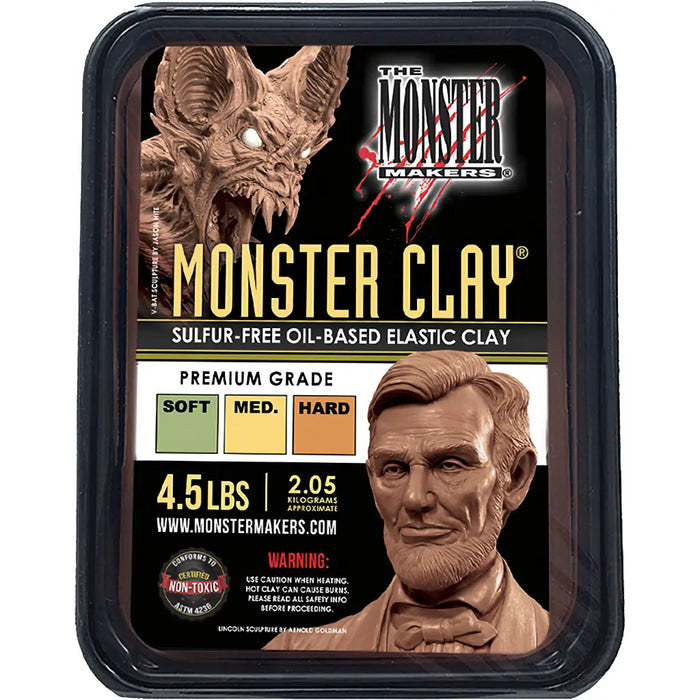 The Monster Makers - Monster Clay Brown (Sulfur-Free Oil-Based Elastic Clay), oljebaserad skulpteringslera