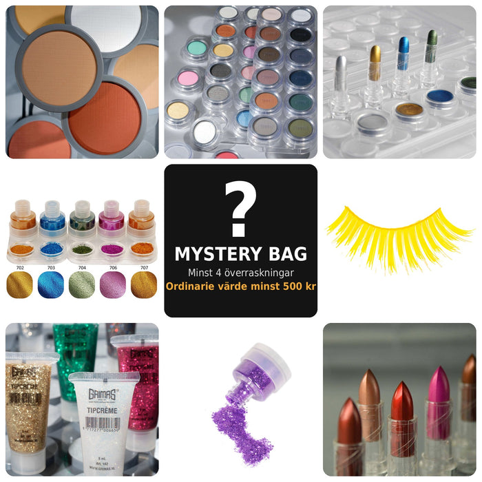 Mystery bag med smink från Grimas och Kryolan, minst fyra överraskningar, ordinarie värde minst 500 kr