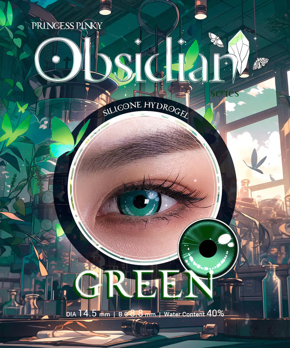 Princess Pinky Obsidian Green kontaktlinser (1-årslins)
