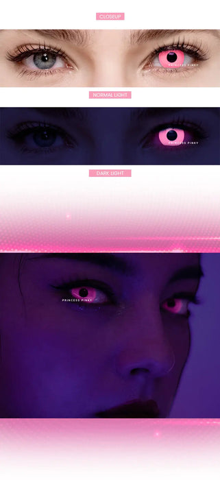 Princess Pinky Cosplay UV Reactive Pink, UV-linser (1 par | 1-årslinser)