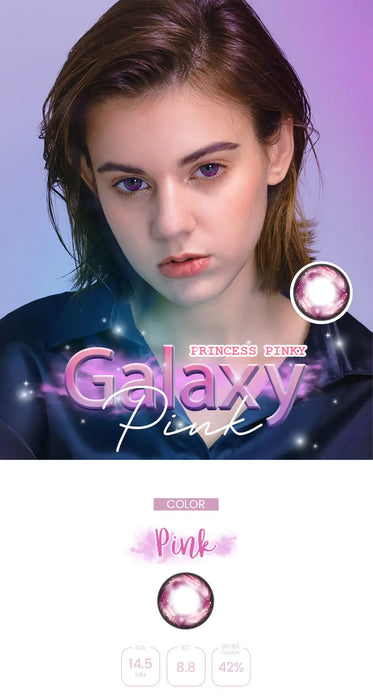 Princess Pinky Galaxy Pink, färgade linser (1 par | 1-årslinser)