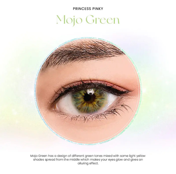 Princess Pinky Mojo Green coloured contact lenses (yearly)