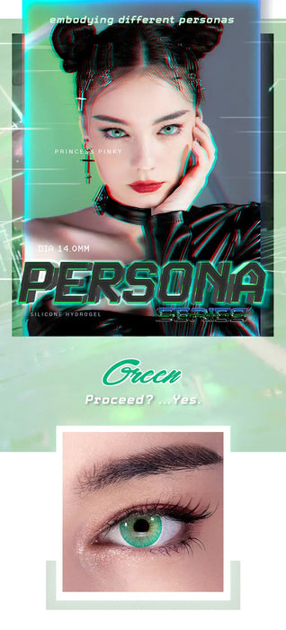 Princess Pinky Persona Green, färgade linser (1-årslinser)