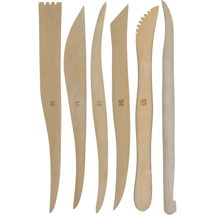 Kryolan Wooden Modeling Spatula Set, skupteringsverktyg i trä 6 st