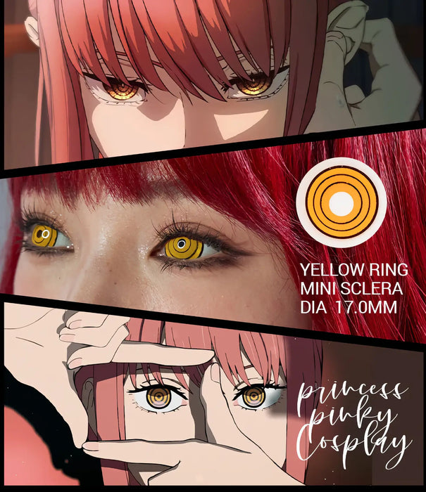 Princess Pinky Yellow Ring Mini Sclera, färgade linser, gula (1 par | Årslinser)