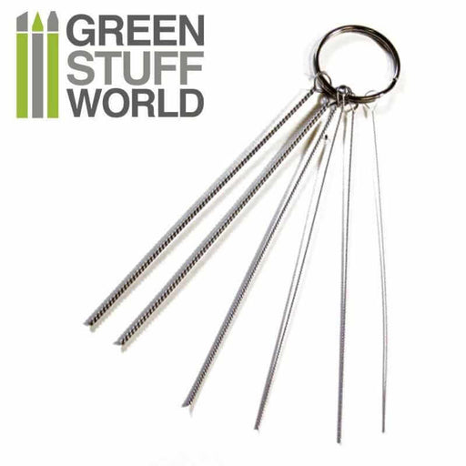 6x Airbrush nozzle cleaning wires in a key chain.
