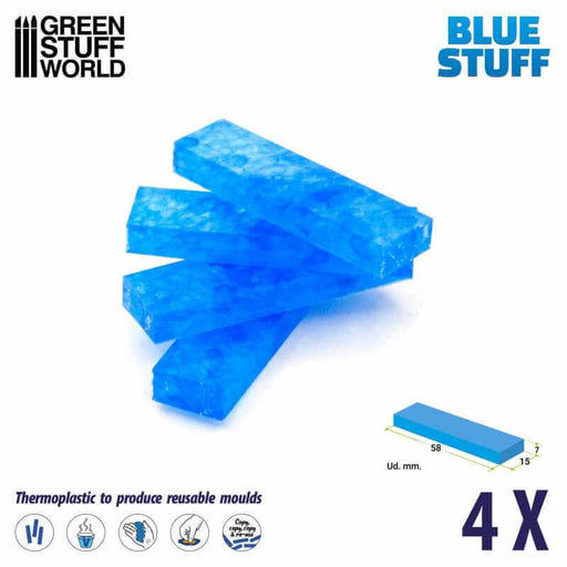 4x blue stuff mold. Size for each mold 58 x 15 x 7 mm. Thermoplastic to produce resuable moulds.
