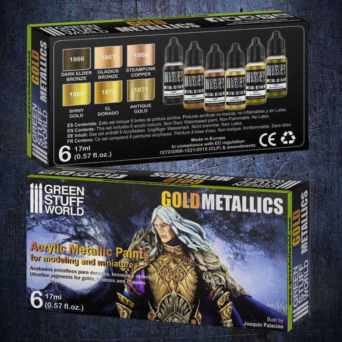 Front and back cover of the metallic gold paint set.
