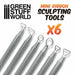 Mini ribbon sculpting tools, set of 5 showing the six different ends shapes