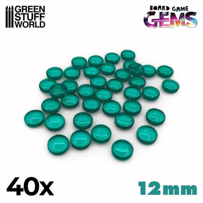 40x turquoise plastic gems 12mm