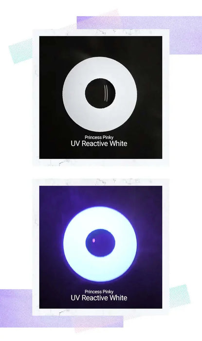 Princess Pinky Cosplay UV Reactive White, UV-linser (1-årslinser)