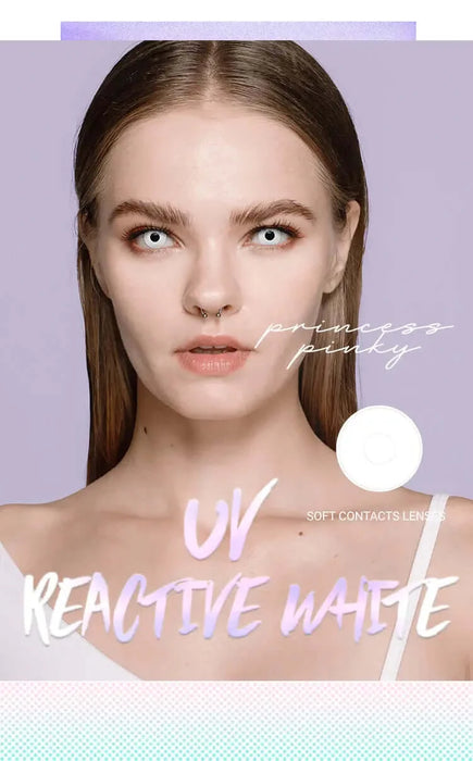 Princess Pinky Cosplay UV Reactive White, UV-linser (1-årslinser)