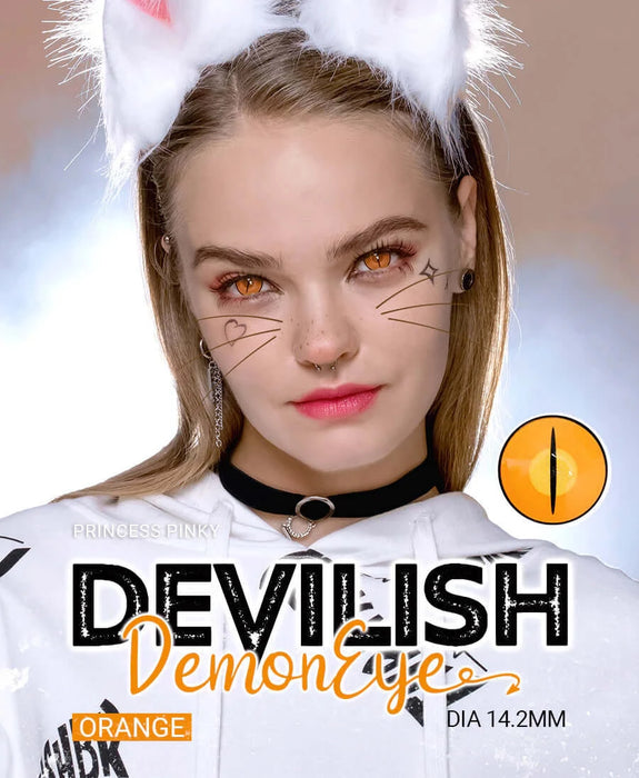 Princess Pinky Devilish Demon Eye Orange, crazy-linser (1-årslinser)