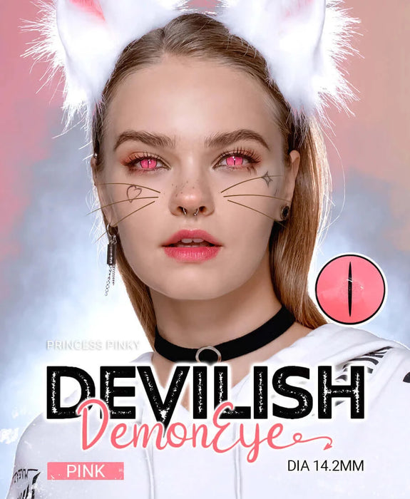 Princess Pinky Devilish Demon Eye Pink, crazy-linser (1-årslinser)