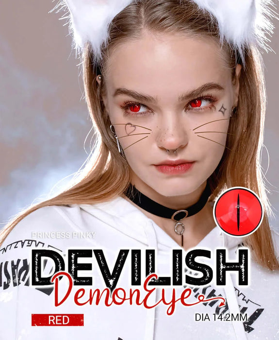 Princess Pinky Devilish Demon Eye Red, crazy-linser (1 par | 1-årslinser)