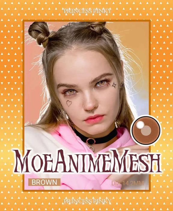 Princess Pinky Moe Anime Brown Mesh, cosplay linser (1-årslinser)