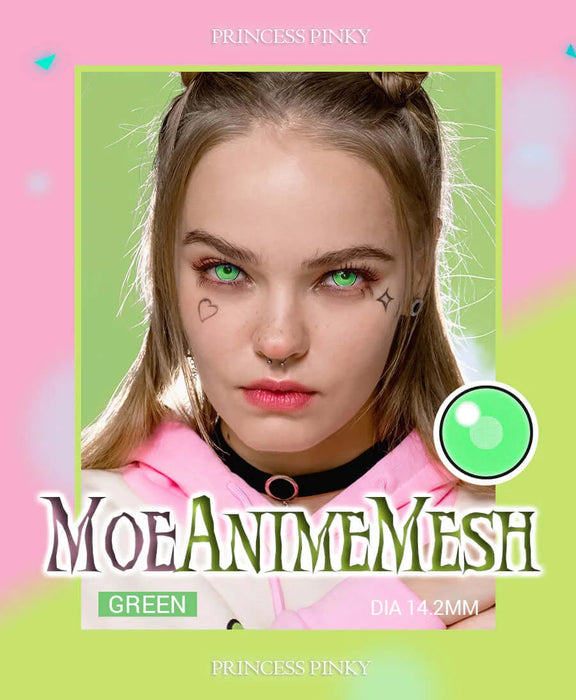 Princess Pinky Moe Anime Green Mesh, cosplay linser (1-årslinser)