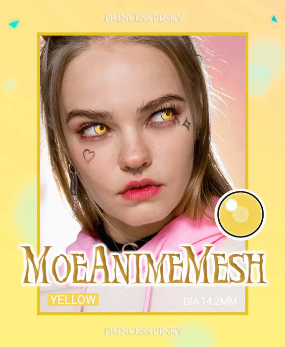 Princess Pinky Moe Anime Yellow Mesh, cosplay linser (1-årslinser)