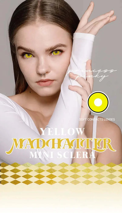 Princess Pinky Yellow Mad Hatter, Mini Sclera-linser (1-årslinser)