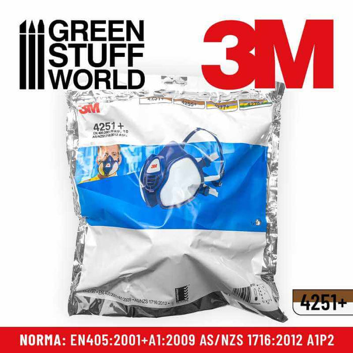 3m respitory mask in package. Norma: EN405:2001+A1:2009 AS/NZS 1716:2012 A1P2, 4251+